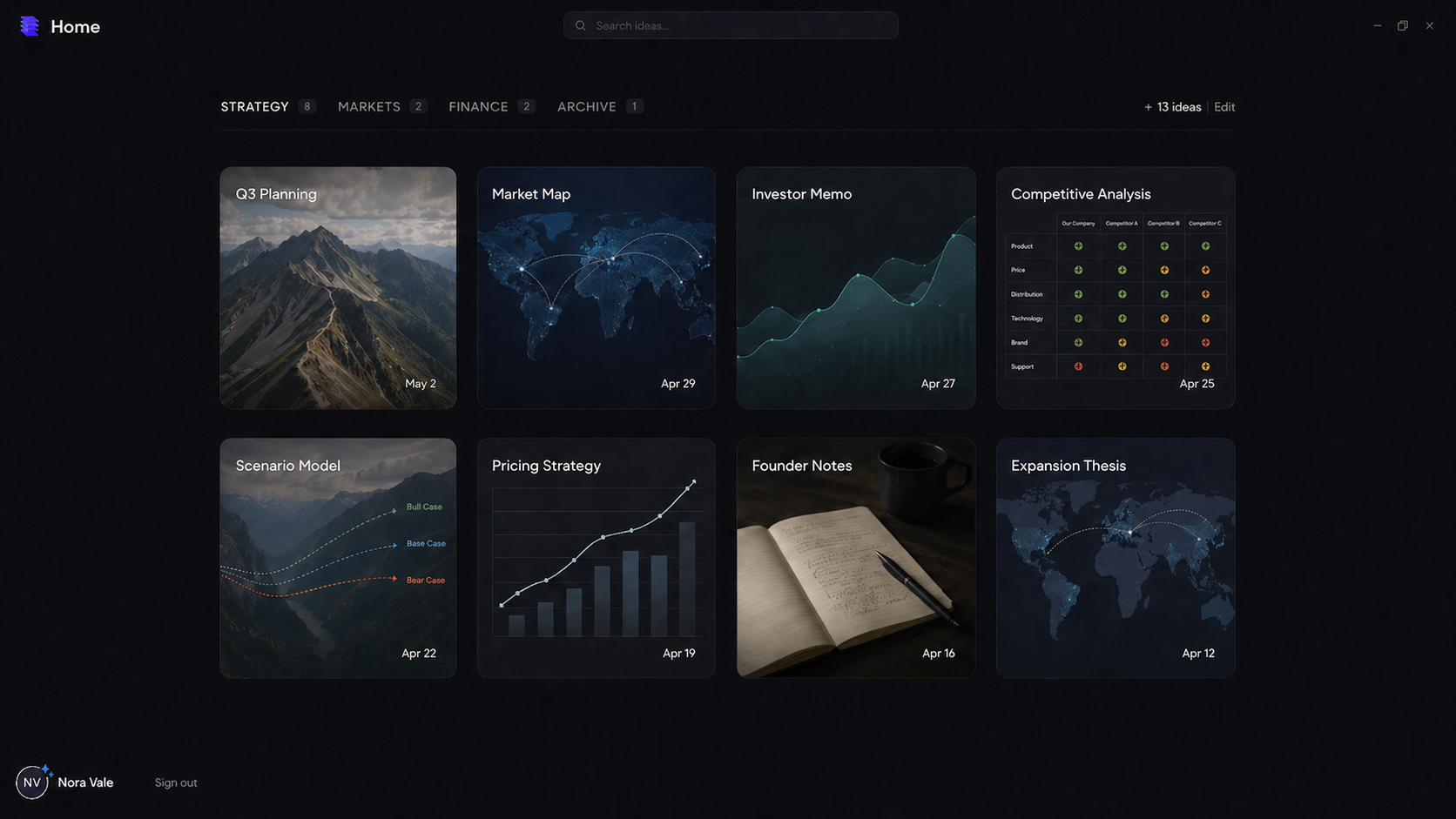 Ideate home cards preview
